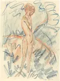 Otto Mueller, Knabe in Landschaft, Um 1915, Farbkreide auf Papier