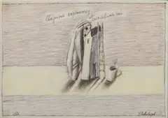 Viktor Pivovarov, Boil Potatoes! Have Some Tea!, 1986, pencil. colored pencil, paper