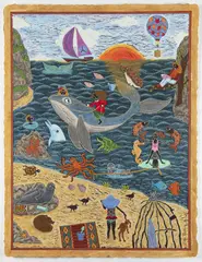 Lida Penkova, Auri's Peaceable Kingdom, 2024, coloured linocut, paper