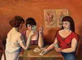 Pierrot and Pierette & Three Women Playing Cards (2) by Ceferino Palencia Tubau, 1958, Oil on canvas, sold Oct 2013