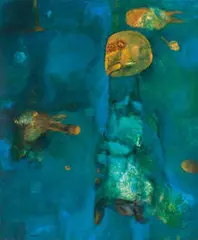 Felipe Orlando, Abstract, Red & Abstract, Blue (2), Acrylic on canvas