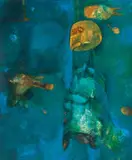 Felipe Orlando, Abstract, Red & Abstract, Blue (2), Acrylic on canvas