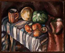Francis Levine, Still Life with Fruits & Torso of Man, c. 1929, Double-sided oil on canvas