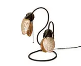 Elizabeth Eaton Burton, Rare shell lamp, Patinated, hand-hammered copper, copper tube, abalone shell shades