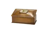 Horace Potter, Box, Patinated brass set with carved antique Chinese white jade cabochon, mahogany lining