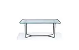 Rectangular coffee table by Walter Lamb, c. 1950, Tubular bronze, glass, sold Oct 2013