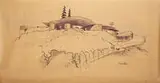 John Lautner, Architectural Study of Silvertop (Reiner-Burchill Residence), c. 1956, Mimeograph with hand coloring on paper