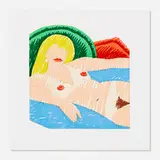 Shiny Nude (from the Rubber Stamp portfolio) by Tom Wesselmann, 1977, rubber stamp on Kromekote paper, sold Feb 2022
