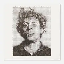Phil (from the Rubber Stamp portfolio) by Chuck Close, 1976, rubber stamp on Strathmore 3-ply, sold Feb 2022