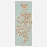 Andy Warhol, Tattooed Woman Holding Rose, 1955, offset lithograph in colors
