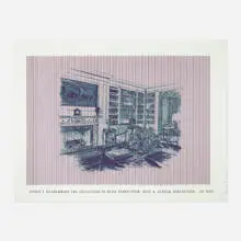 Allen Ruppersberg, Honey, I rearranged the collection to near perfection, just a gentle reflection…of you., 2008, graphite on screenprint in colors