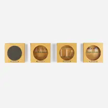 A-Z Cabinets by Andrea Zittel, 1994, four constructed cabinets comprised of wood, glass, mirror and metal hinges with assorted glass bottles, sold Dec 2021
