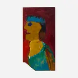 Jon Serl, Untitled (Head with Crown), oil on board