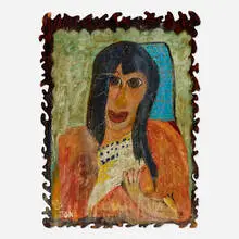 Jon Serl, Untitled (Indian Woman), 1988, oil and lacquer on wood