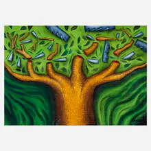 Fighting Tree by Antonio Henrique Amaral, 1993, oil on canvas, sold Dec 2021