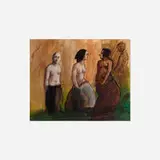 Benjamín Cañas, Mujeres, 1981, oil and ink on board