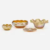 Tiffany Studios, Collection of four works, c. 1910, hand-blown Favrile glass