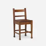 Roycroft, Marshall P. Wilder chair, model 035, c. 1906, oak, leather, patinated brass