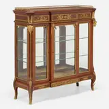 Louis Xvi Style, Vitrine, mahogany, glass, brass, ormolu, velvet, mirrored glass