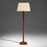 Art Déco, Floor lamp with inlay, c. 1930, inlaid rosewood, silk, brass
