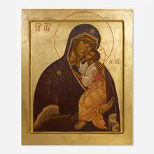 Byzantine Style, Icon of the Virgin Eleousa, gilt and oil on wood