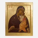 Byzantine Style, Icon of the Virgin Eleousa, gilt and oil on wood