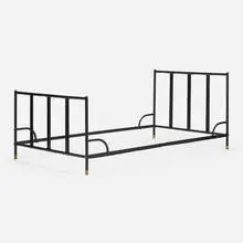 Jacques Adnet, Daybed, c. 1950, saddle-stitched leather over steel, brass