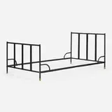 Jacques Adnet, Daybed, c. 1950, saddle-stitched leather over steel, brass