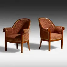 Louis Süe and André Mare, Armchairs, pair, c. 1925, mahogany, upholstery