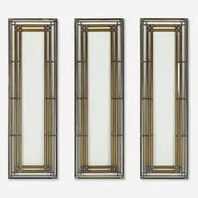 Prairie School Style, Windows, set of three, leaded glass