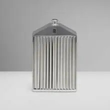 Ruddspeed Ltd., Rolls-Royce decanter, c. 1965, chrome-plated metal, glass
