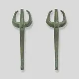 Brutalist, Door handles, pair, c. 1960, patinated bronze