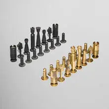 Carl Auböck, Chess set, model 5055, c. 1965, patinated brass, polished brass