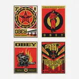 set of four works from 20 Year Supply and Demand Box Set by Shepard Fairey, 2009, screenprints on paper, sold Sep 2015