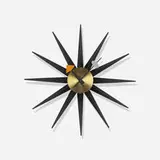 Spike wall clock, model 2202E by George Nelson & Associates, 1952-1953, lacquered wood, brass, enameled aluminum, sold Sep 2015