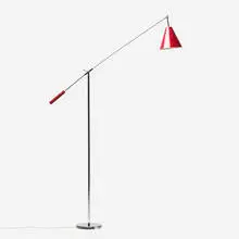 Robert Sonneman, floor lamp, model 8003, c. 1965, chrome-plated steel, enameled aluminum, enameled steel, chrome-plated brass