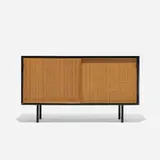 Florence Knoll, cabinet, 1948, lacquered wood, cane, enameled steel, leather