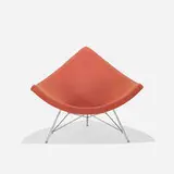 Coconut chair, model 5569 by George Nelson & Associates, 1956, upholstery, enameled steel, polished aluminum, chrome-plated steel, sold Sep 2015