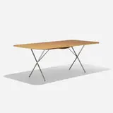 X-Leg table, model 7830 by George Nelson & Associates, 1950, oak, enameled steel, rubber, sold Sep 2015