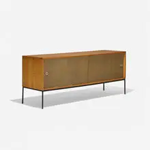 Planner Group cabinet by Paul McCobb, c. 1950, birch, enameled steel, aluminum, sold Sep 2015