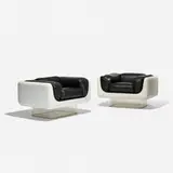 William Andrus, lounge chairs, pair, 1972, lacquered fiberglass, vinyl, acrylic