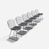 Harry Bertoia, dining chairs, set of six, 1952, enameled steel, vinyl