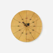 rare wall clock, model 4757C by George Nelson & Associates, 1949, birch, lacquered wood, enameled aluminum, sold Sep 2015