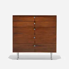 George Nelson & Associates, Thin Edge cabinet, model 5240, 1952, rosewood, aluminum