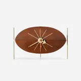 Watermelon table clock, model 2219-D by George Nelson & Associates, 1954, walnut, enameled steel, brass, enameled aluminum, sold Sep 2015