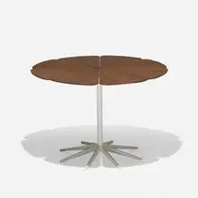 Richard Schultz, Petal dining table, 1960, redwood, enameled cast aluminum