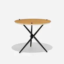 occasional table by Hans Bellmann, 1948, birch plywood, lacquered wood, chrome-plated brass, sold Sep 2015