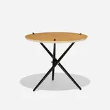 Hans Bellmann, occasional table, 1948, birch plywood, lacquered wood, chrome-plated brass