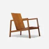 Lewis Butler, armchair, model 655, 1955, stained ash, walnut plywood