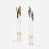 Bill Curry, Cattail table lamps, pair, 1968, enameled steel, lacquered wood, plastic